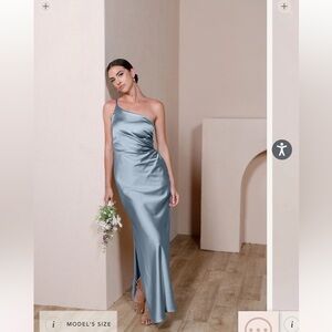 Revelry Jade Satin Dress in French Blue